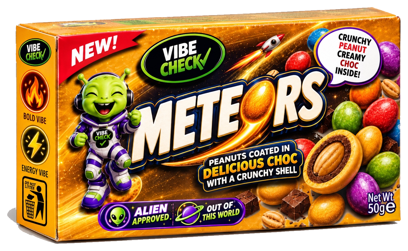 Meteors chocolate-coated peanut retail box