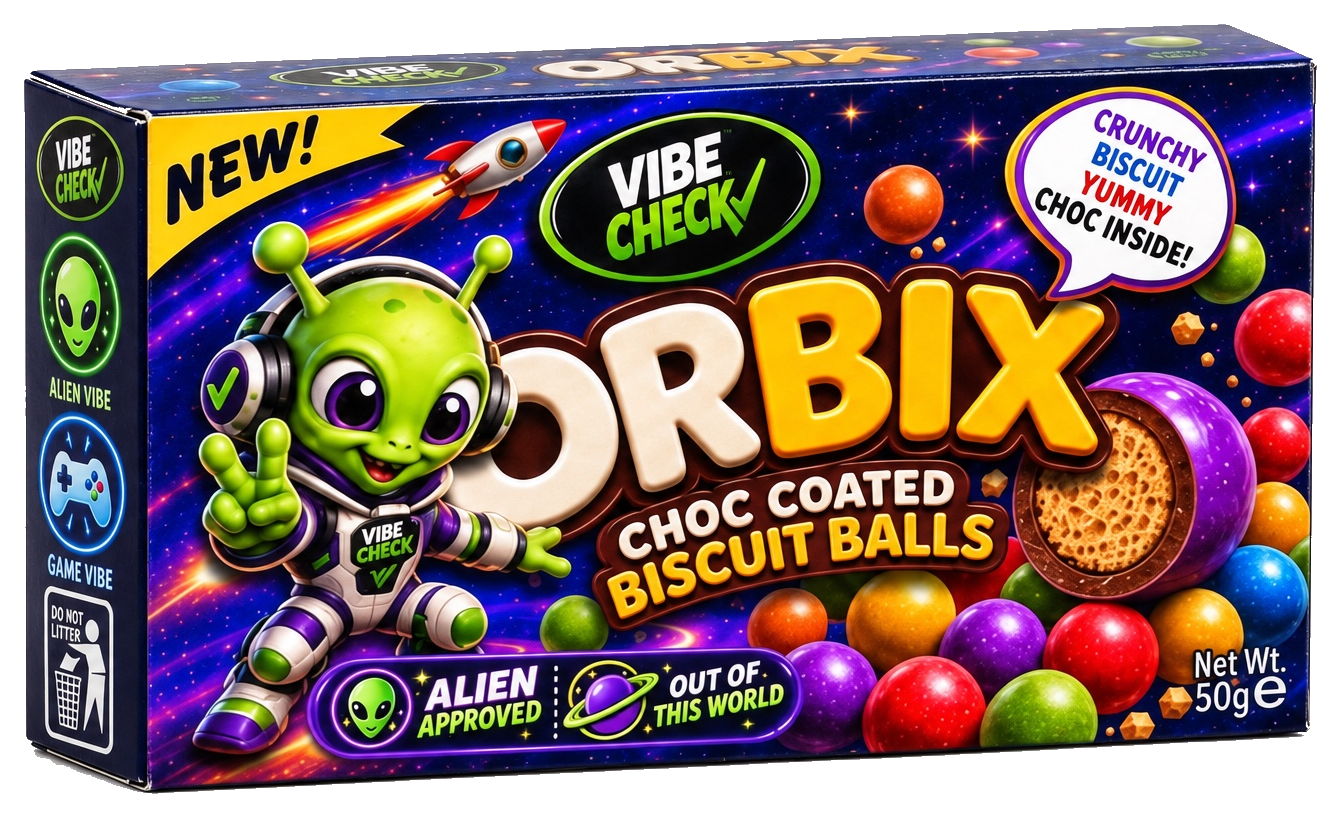 Orbix chocolate-coated biscuit balls retail box